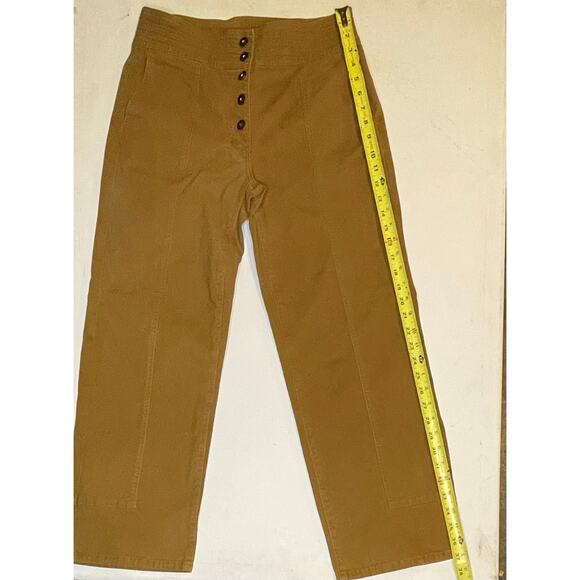 Chelsea & Violet Womens Pants Sz 29 Camel Tan Button-Front Crop Wide-Leg Utility - Picture 8 of 13